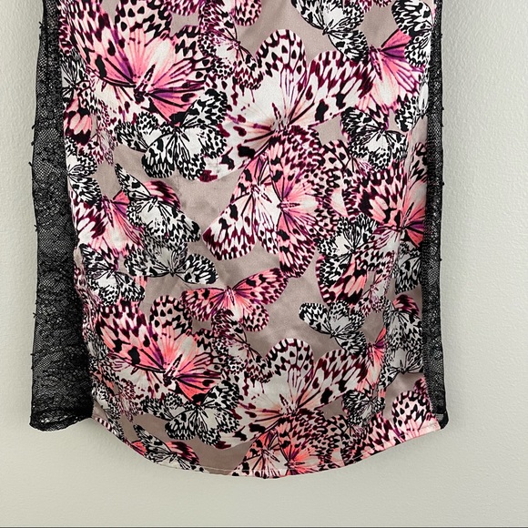 VICTORIA'S SECRET Pastel Light Pink Black Butterfly Lace Plunge Neck Teddy Slip - Picture 4 of 8